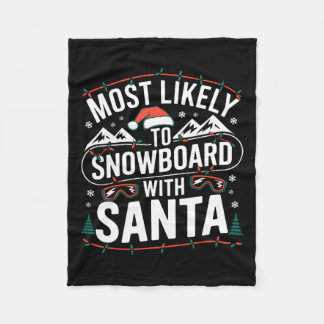Couverture Polaire Snowboard Avec Père Noël Drôle Noël Snow Sports L