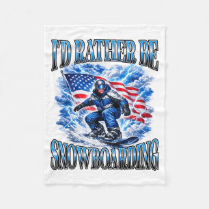 Couverture Polaire Snowboard patriotique drapeau américain sport d'hi