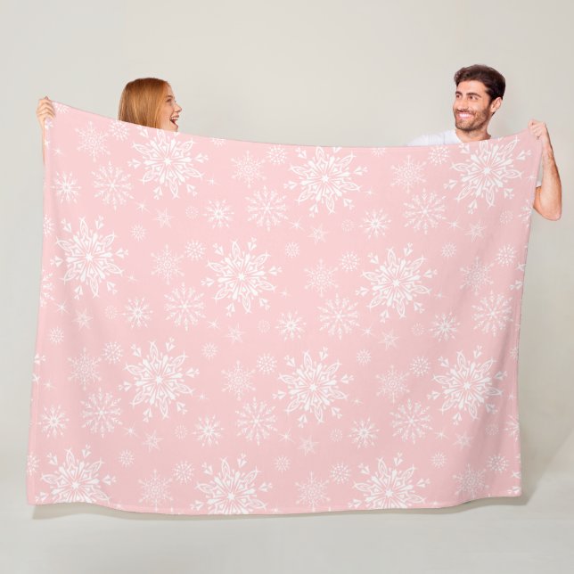 Couverture Polaire Snowflakes Blanche-Toison (En situation)