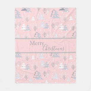 Couverture Polaire Snowflakes blancs de vacances Joyeux arbres de Noë