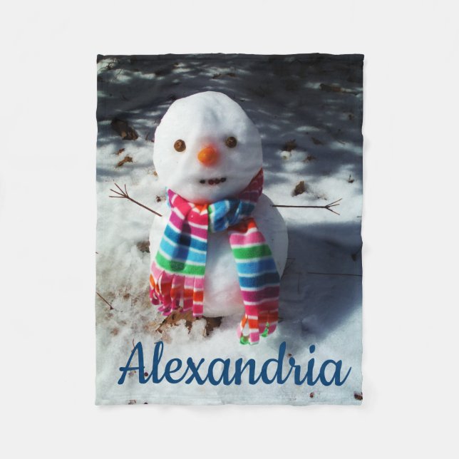 Couverture Polaire Snowman personnalisé avec arc-en-ciel (Devant)