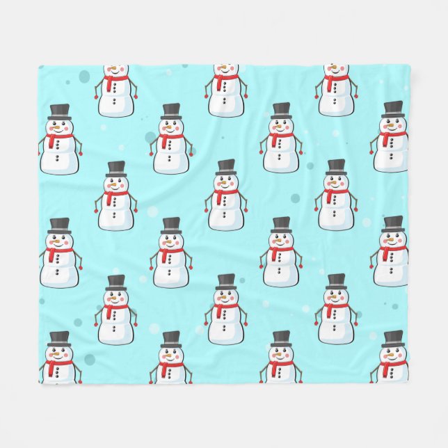 Couverture Polaire Snowman Seamless Pattern  (Devant (Horizontal))