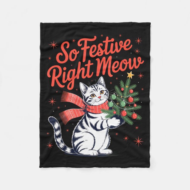 Couverture Polaire So Festive Right Meow Cat Lovers Celebrating Chris (Devant)