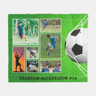 Couverture Polaire Soccer 7 Photo Collage Personnalisé
