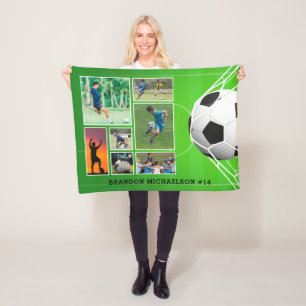 Couverture Polaire Soccer 7 Photo Collage Personnalisé