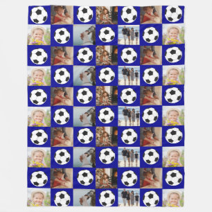Couverture Polaire Soccer Family Collage Photo Motif Bleu