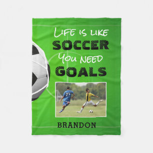 Couverture Polaire Soccer Inspirational Citation Photo Personnalisée