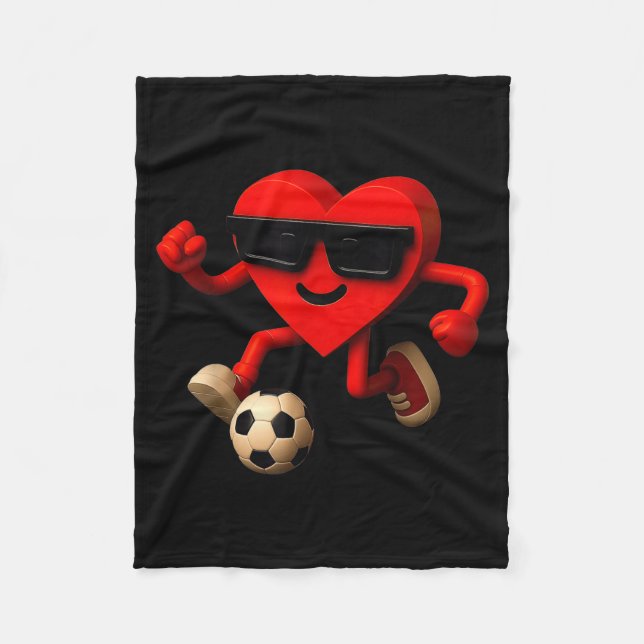 Couverture Polaire Soccer Valentines Day Cute Funny Heart Boys Girls  (Devant)