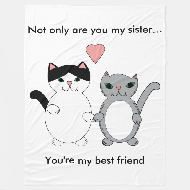 Couverture Polaire Soeur Meilleur Chats Ami Personnalisable (Devant)