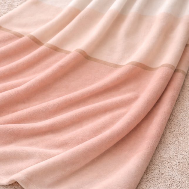 Couverture Polaire Soft Blush Ombre Fleece Blanket (Ivory to blush ombre with a taupe line brings soft structure to modern neutral spaces.)