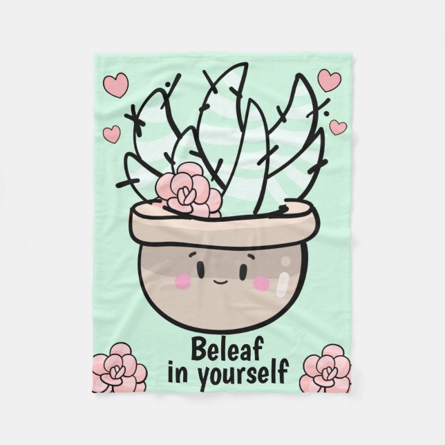 Couverture Polaire Soft Succulent BeLeaf in Yourself Encourager (Devant)