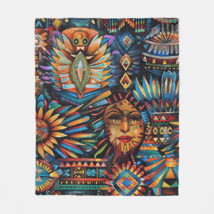 Couverture Polaire Soft Turquoise "Tapisserie pré-colombienne" Cosy F