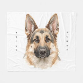 Couverture Polaire Soft Watercolor German Shepherd Face Cozy