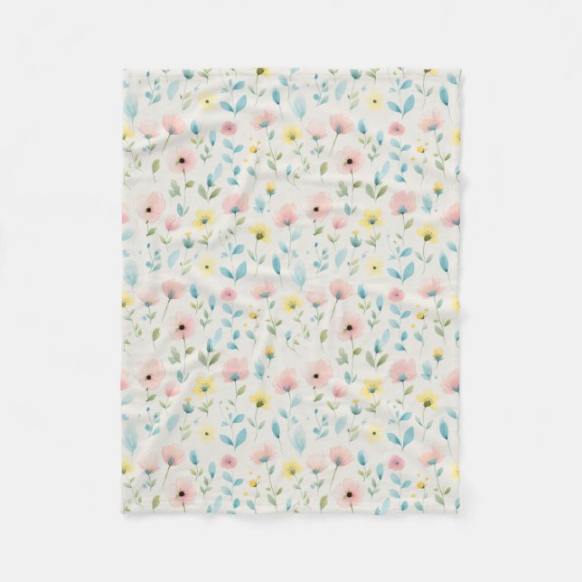Couverture Polaire soft watercolor meadow blossoms (Devant)
