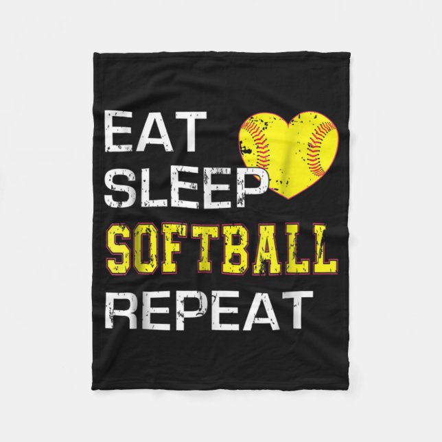Couverture Polaire Softball Eat Sleep Softball Répétition (Devant)
