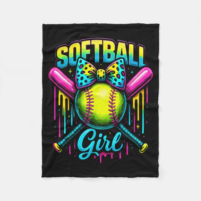Couverture Polaire Softball Girl Drip Funny Softball Player  (Devant)