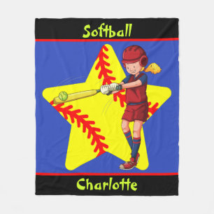 Couverture Polaire Softball Girls Star Batter Swing Personnalisé