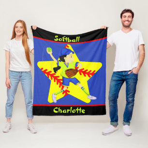 Couverture Polaire Softball Girls Star Pitcher Personnalisé