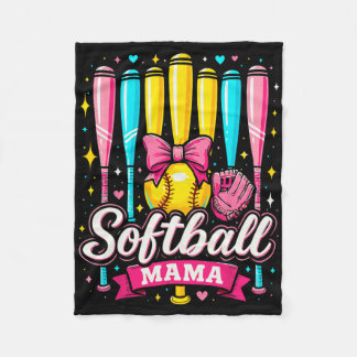 Couverture Polaire Softball Mama Softball Coquette Bow Softball 