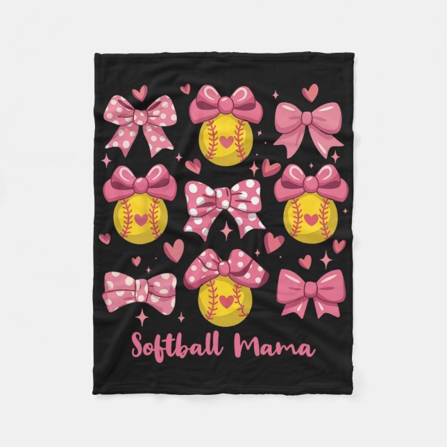 Couverture Polaire Softball Mama Softball Coquette Bow Softball Mom M (Devant)