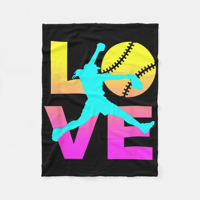 Couverture Polaire Softball Shirts For Girls Love  (Devant)