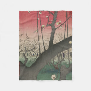 Couverture Polaire soleil couchant japonais pruniers arbres