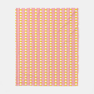 Couverture Polaire Soleil jaune orange sur bandes roses