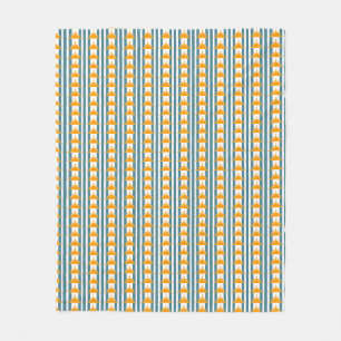 Couverture Polaire Soleil orange jaune sur bandes Turquoises