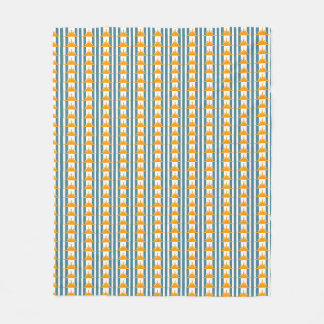 Couverture Polaire Soleil orange jaune sur bandes Turquoises