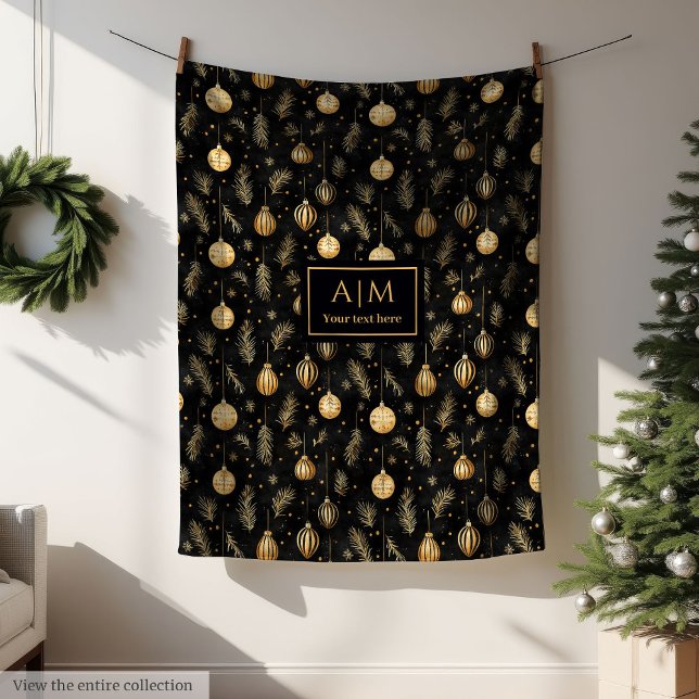 Couverture Polaire Sophisticated black and gold watercolor throw name (Sophisticated black and gold watercolor throw name Fleece Blanket)
