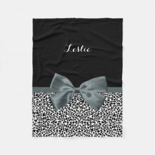 Couverture Polaire Sophistiqué Empreinte de léopard Gris Bow avec n
