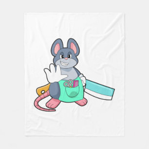 Couverture Polaire Souris comme coiffeur avec ciseaux et comble