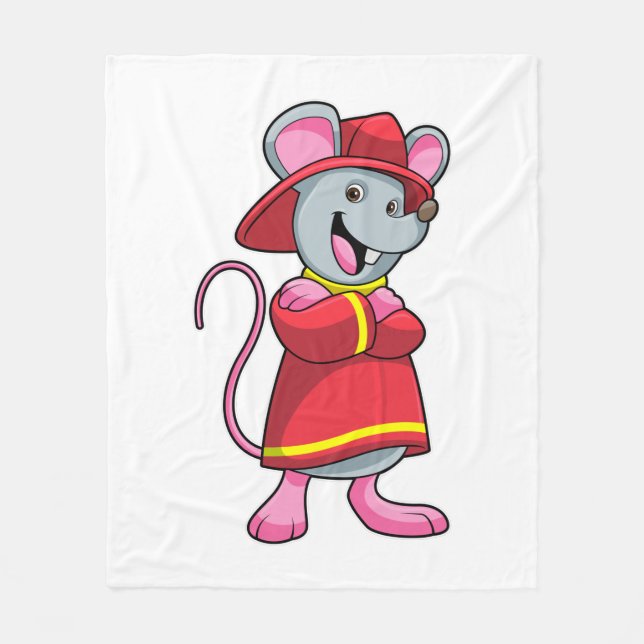Couverture Polaire Souris comme pompier avec casque (Devant)