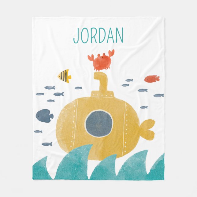 Couverture Polaire Sous-marin à doodle mignon | Explorer (Devant)