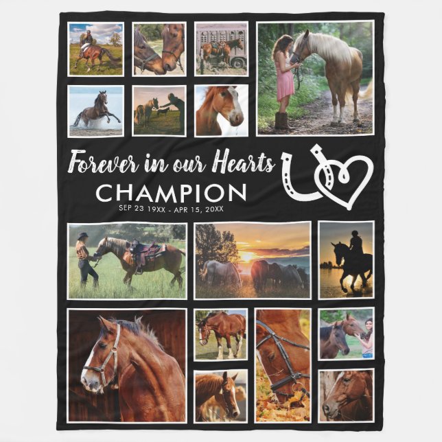 Couverture Polaire Souvenir du cheval | Pour toujours dans nos coeurs (Devant)