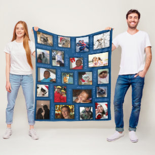 Couverture Polaire Souvenirs Classique Bleu Votre 20 Photo Collage