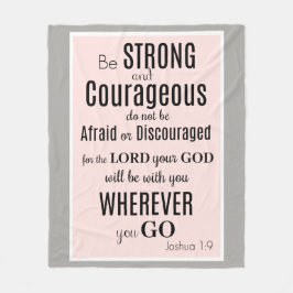 Couverture Polaire Soyez fort et courageux (Joshua) rose/gris