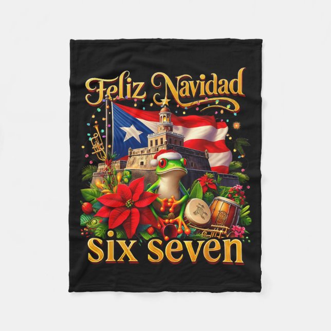 Couverture Polaire Spanish Christmas Funny Puerto Rico Boricua Coqui  (Devant)