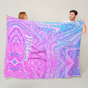 Couverture Polaire Sparkle licorne arc-en-ciel arc-en-ciel marbre art