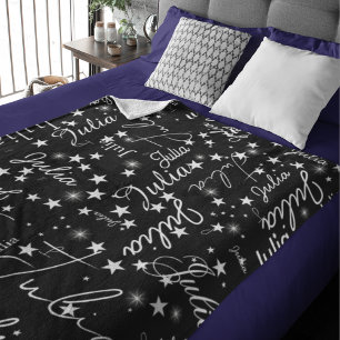 Couverture Polaire Speckled Stars partout Black Sky avec son nom