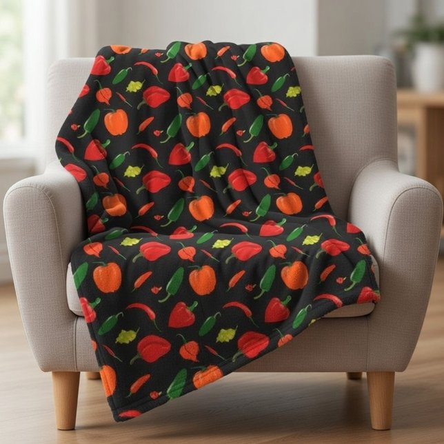 Couverture Polaire Spicy Peppers Pattern Throw Blanket (Créateur téléchargé)