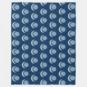 Couverture Polaire Spirale de lune d'argent sur bleu foncé