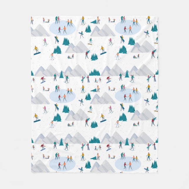 Couverture Polaire Sports d'hiver Vacances Motif (Devant)