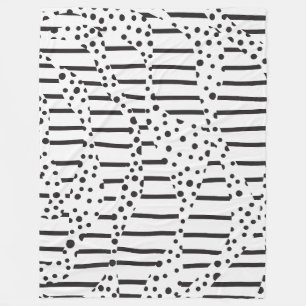 Couverture Polaire Spots et bandes 2 en noir et blanc