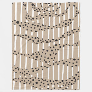 Couverture Polaire Spots et bandes 2 - Taupe, Noir et Blanc