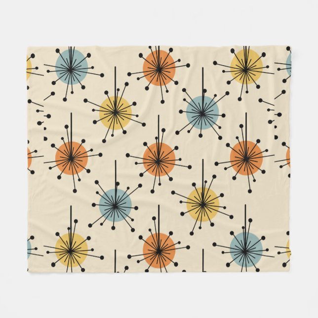 Couverture Polaire Spoutnik Starburst Fleurs Retro (Devant (Horizontal))