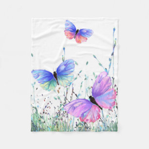Couverture Polaire Spring Joy - Papillons colorés volant dans la nat