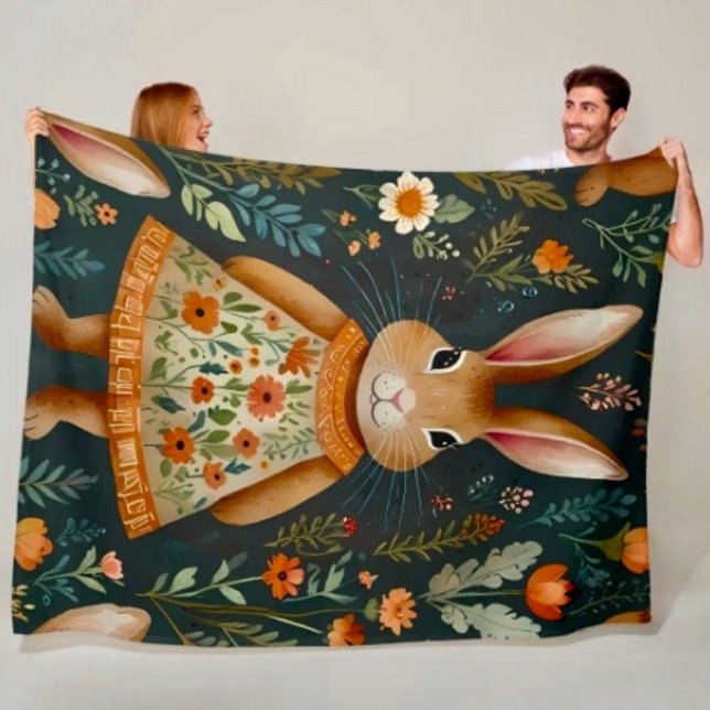 Couverture Polaire Springtime Bunny Magic  Fleece Blanket (Créateur téléchargé)