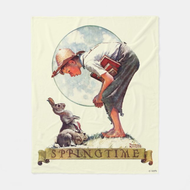 Couverture Polaire Springtime, garçon 1935 avec le lapin (Devant)