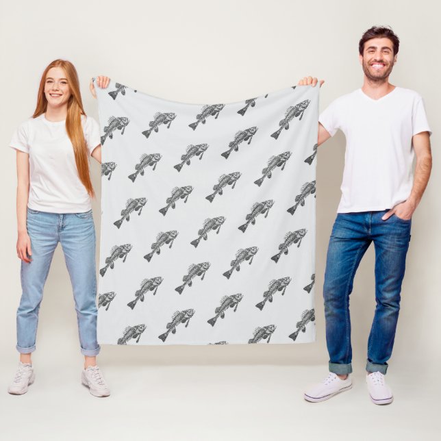 Couverture Polaire Squelette de poisson (En situation)